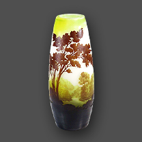Art Nouveu:緑茶湖水風景文花瓶